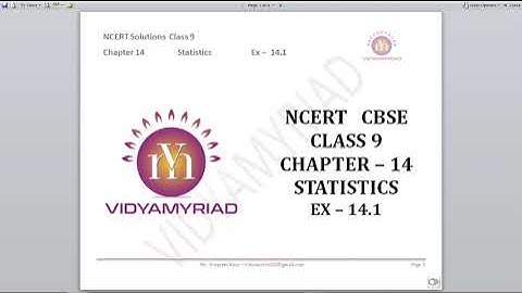 Class 9 II Chapter 14 II Statistics II Exercise 14.1 II Ncert Solutions II Vidya Myriad II