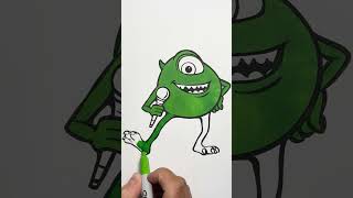 👁️MIKE WAZOWSKI SPEED COLORING!🟢 #shorts #monstersinc