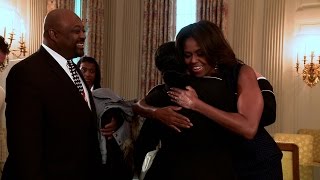Raw Video: The First Lady Surprises Tour Guests and Opens Old Family Dining Room