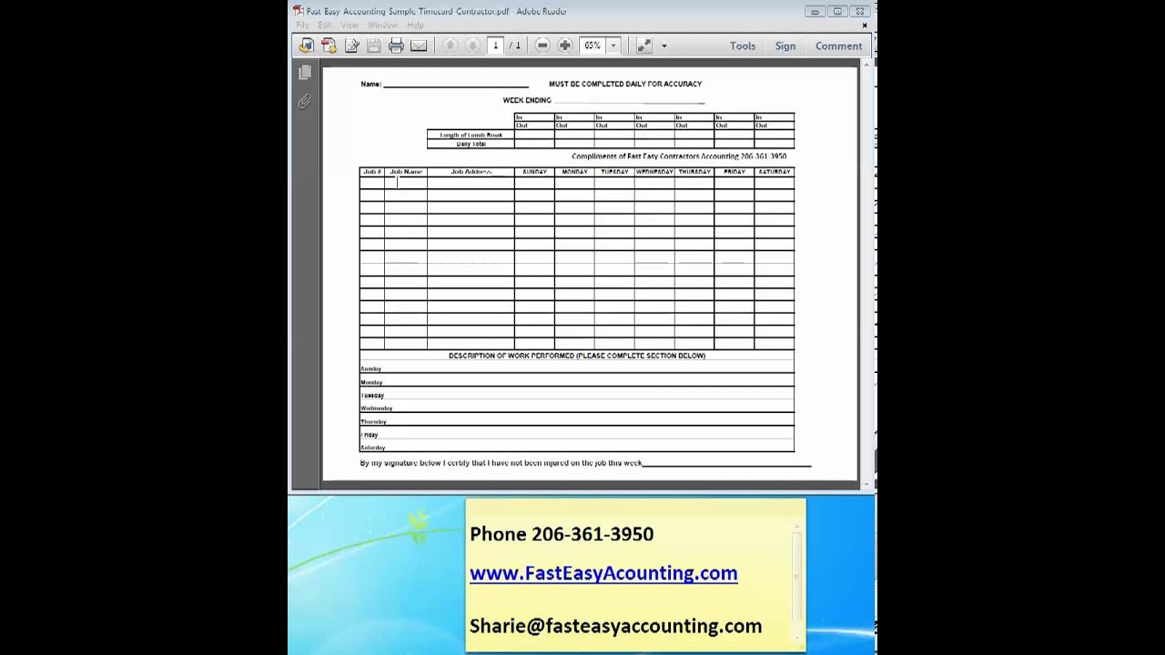simple time card