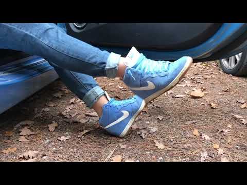 Kate id driving in Nike Dunk sky hi.
