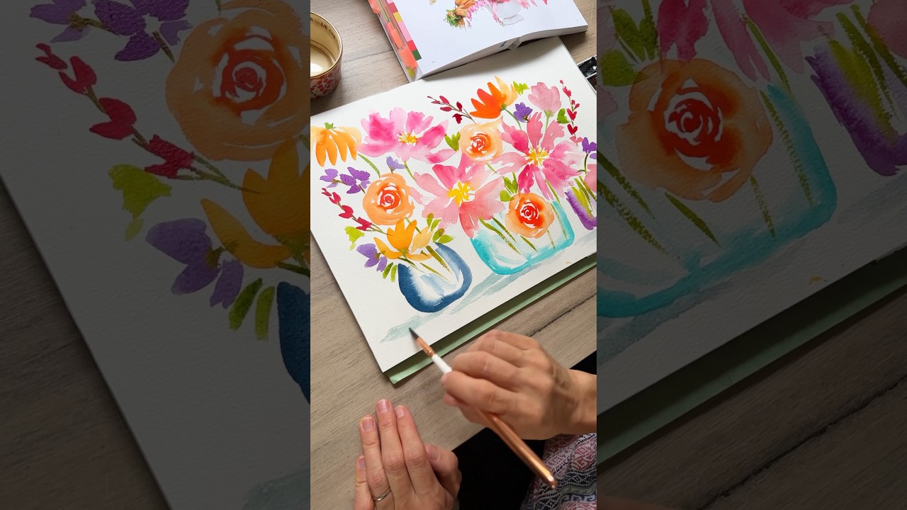 How to fix a watercolor floral composition mistake with quick thinking
