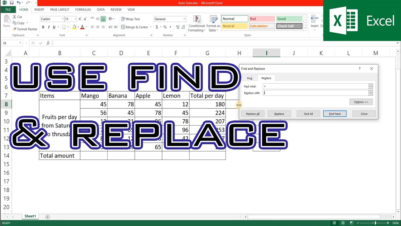 Microsoft Excel Tutorial [19]- Using find and replace - YouTube
