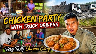 Chicken Party With Truck Drivers😍 First Time Tasting Driver Food🤤