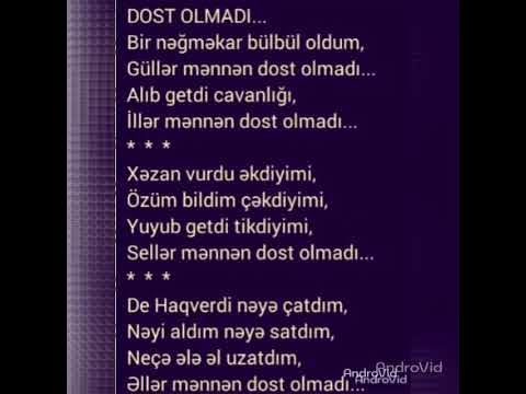 Şair Hakverdi Gözəl Bir Şeyir Dost Olmadı - YouTube