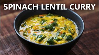 SPINACH LENTIL Curry Recipe for a Vegetarian and Vegan Diet | Indian Style Spinach and Lentils image