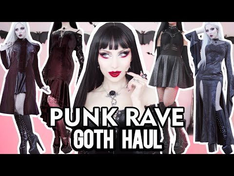 🦇🖤 PUNK RAVE HAUL + TRY ON 🦇🖤 Elegant / Romantic Goth Outfits | Vesmedinia