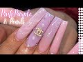 Pink, purple & pearls freestyle acrylic fullset