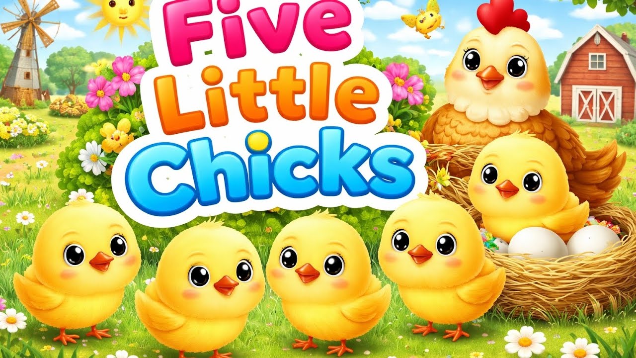 Five Little Chicks 🐥 | Cute Nursery Rhyme for Kids | Fun & Learning ...