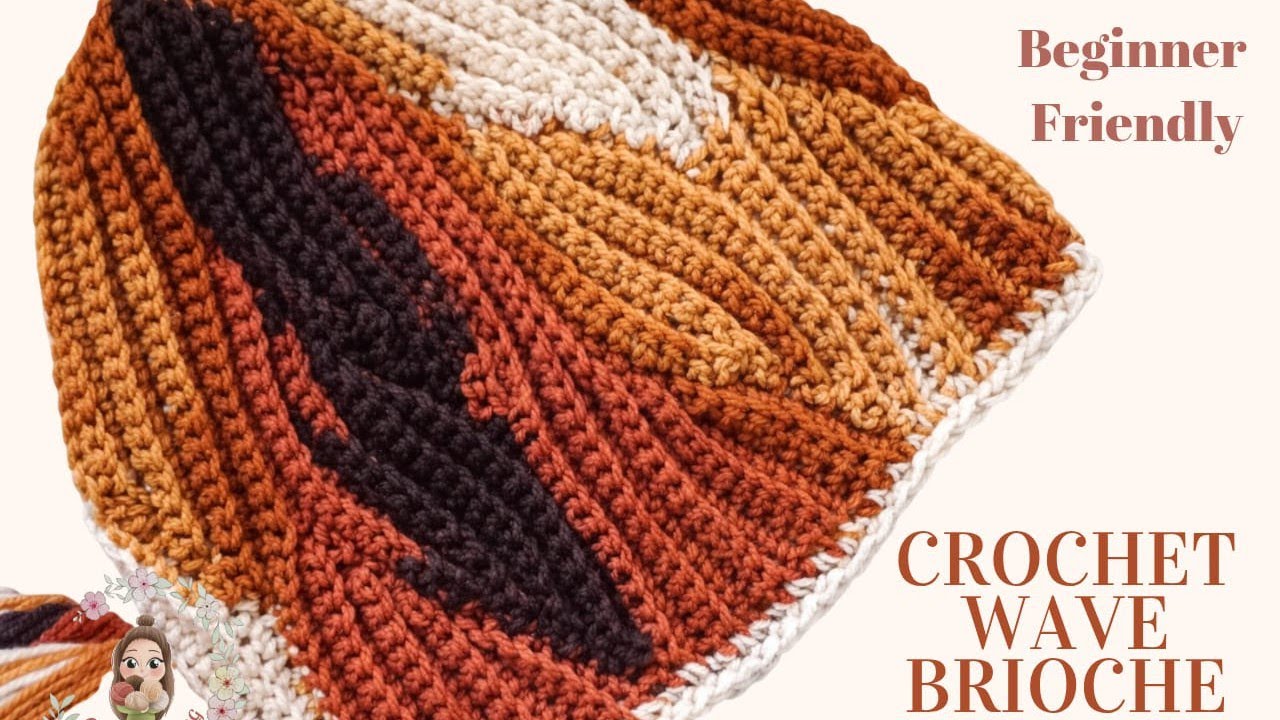 Вязаная шапка-бриошь в виде волны / Уроки вязания шапок крючком для начинающих