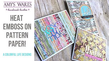 Use up that Pattern Paper on your cards with some heat embossing! A fun way to use your stencils too