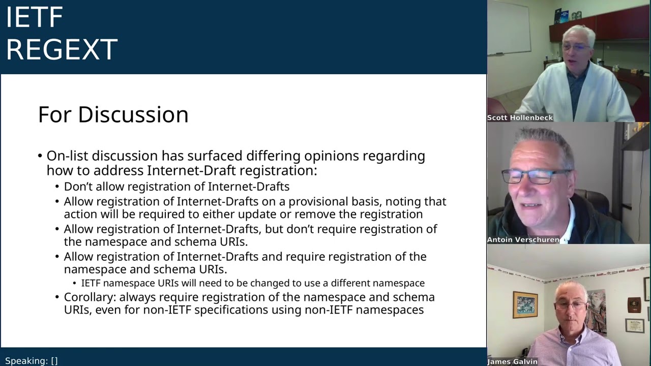 IETF interim: Registration Protocols Extensions (REGEXT) 2026-01-13 