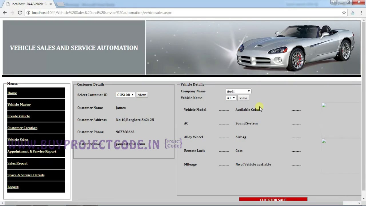 Vehicle Sales and Service Automation