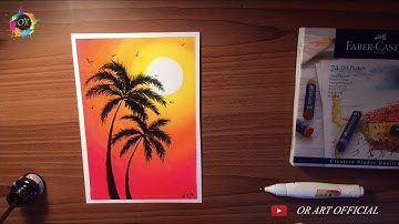 (TUTORIAL VIDEO ) EASY DRAWING - How To Draw A Palm Tree 🌴-  STEP BY STEP FOR BEGINNERS -