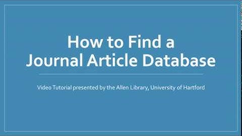 How to Find a Journal Article Database