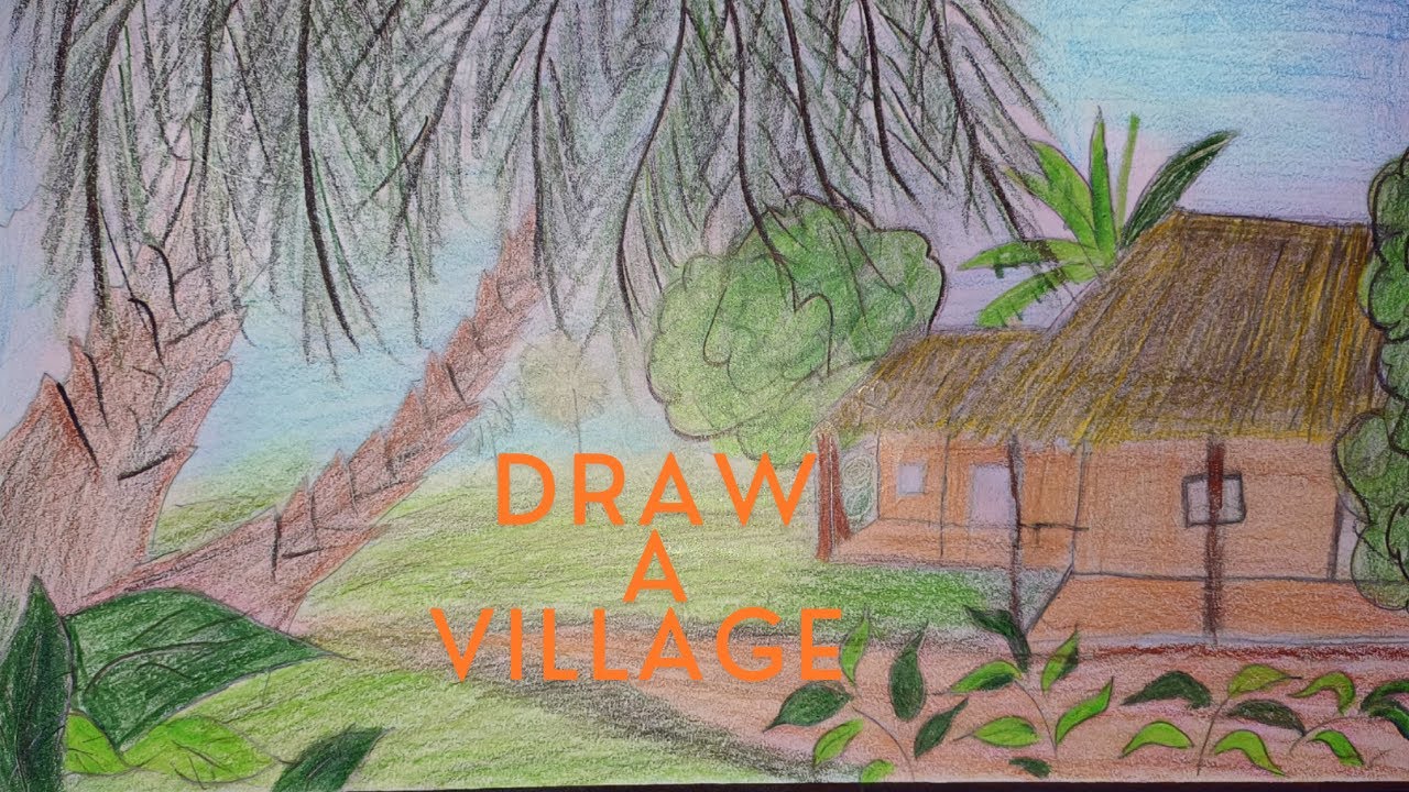 🎨🖌️ "How to Draw a Beautiful Village 🏡 Step by Step | Easy Drawing ...