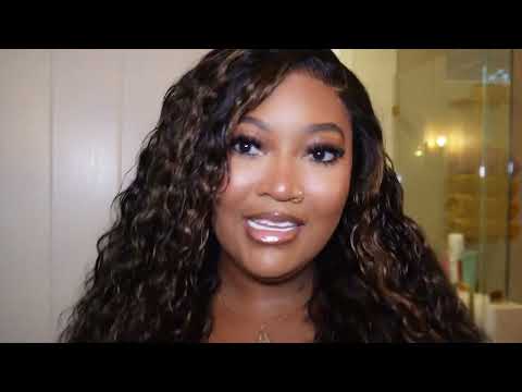 GRWM for an Easy golden brown highlight water wave wig for a natural look@Life Of LeeLee