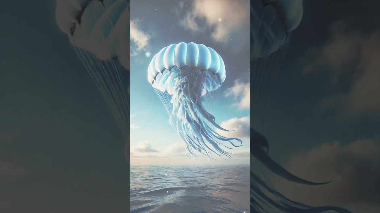 Majestic Jellyfish Floating in Dreamy Ocean Skies | Ocean Fantasy Animation 