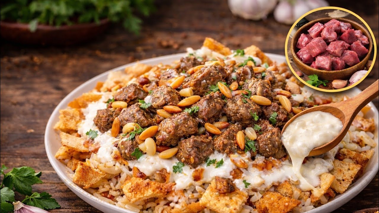 طريقة عمل فتة اللحم الأصلية مثل المطاعم | سر الطعم الشرقي الأصيل