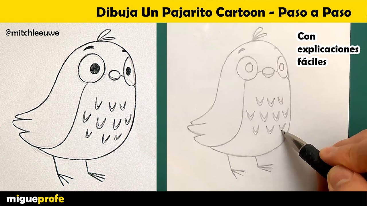 SUPER FÁCIL dibuja este PAJARITO Cartoon del ilustrador Micth Leeuwe