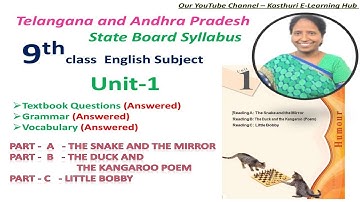 9th Class English Unit-1 (A,B&C)Textual Comprehension ,Grammar, Vocabulary TS & AP SSC