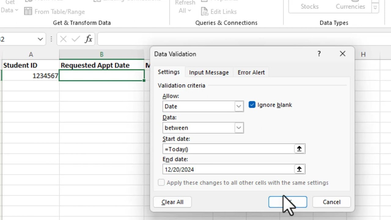 Office 365 Excel - Tutorial 7 (Data Validation)