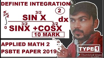 Definite Integration Question 2 Applied Math2 Diploma PSBTE Nov 2018 Previous Year Solved Paper