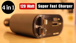 120W 4-in-1 Super Fast Car Charger — Unboxing & Real Charging Test