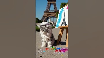 The Artistic Cat of Paris | Painting by the Eiffel Tower #shortsfeed #cat #painting