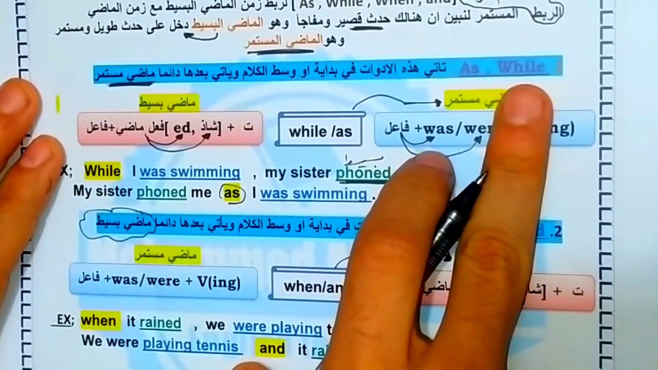 #انكليزي خامس إعدادي/اليونت الاول _ الدرس 6/ الربط بين الماضي البسيط والماضي المستمر
