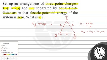 Set up an arrangement of three point charges: \( +q,+2 q \) and \( ...