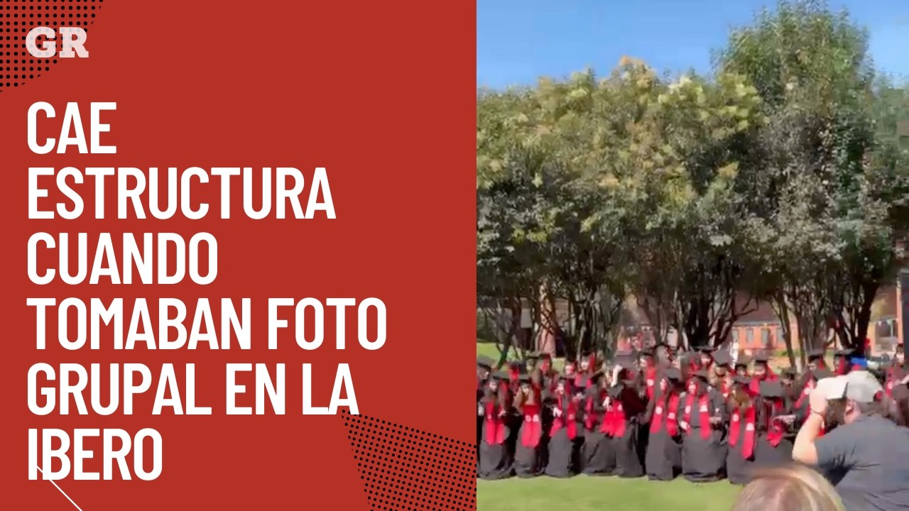 Cae estructura cuando tomaban foto grupal en la Ibero