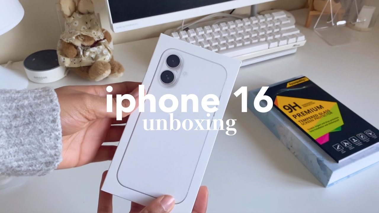 iPhone 16 Unboxing ₊✩‧₊˚౨ৎ˚₊✩‧₊  [White] | ASMR setup + accessories