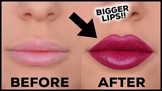 HOW TO MAKE YOUR LIPS LOOK BIGGER / FAKE BIG LIPS WITH MAKEUP!!!