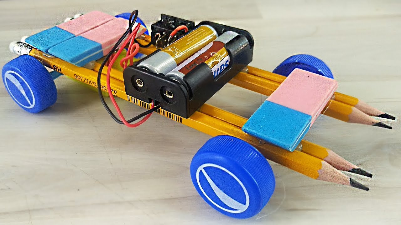 How To Make A Simple Toy Car From Pencils And Eraser Diy Toy Car 