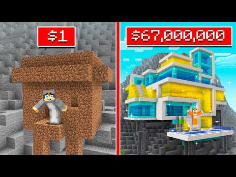 RICH vs POOR Mountain Base Build Battle in Minecraft