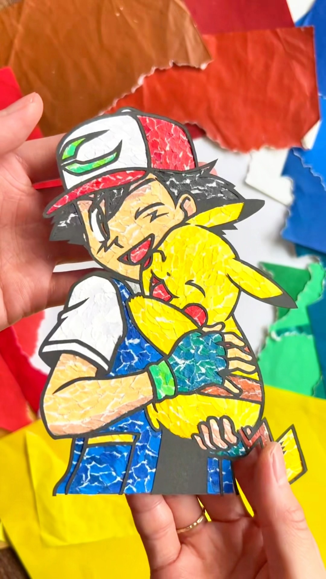 紙を千切って描きます⚡️⚡️#pokemon #pikachu #サトピカ #ちぎり絵
