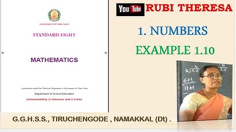 TN  Samacheer Kalvi |  8thMaths |  Example  1.10 |  NUMBERS  |  English Medium