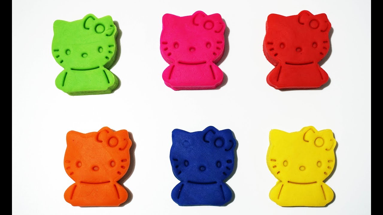 Learn Color with Play Doh Hello Kitty Shape