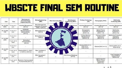 WBSCTE Diploma 6th sem Final Routine| CHECK your exam dates now|