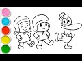 Cute Pocoyo Friends Playing together Drawing, Painting and Coloring For Kids and Toddlers_ Art