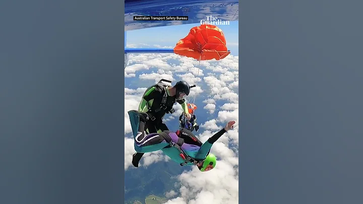 Skydiver dangles 4,500 metres in the air after parachute snags on plane tail