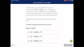 Khan Academy Tutorial: Using inequalities to solve problems