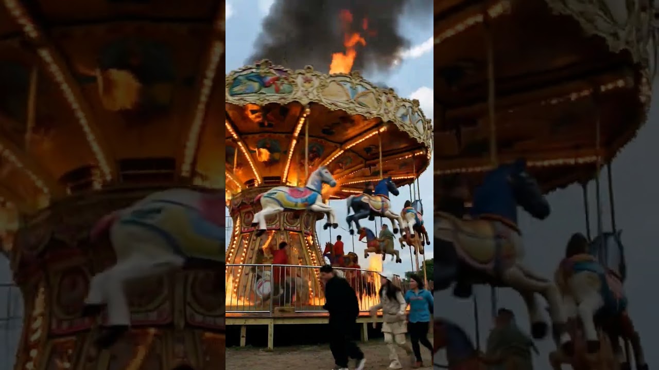 Carousel catches fire mid-spin 