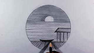 Circle drawing - easy circle drawing - pencil drawing - easy scenery drawing - easy drawings