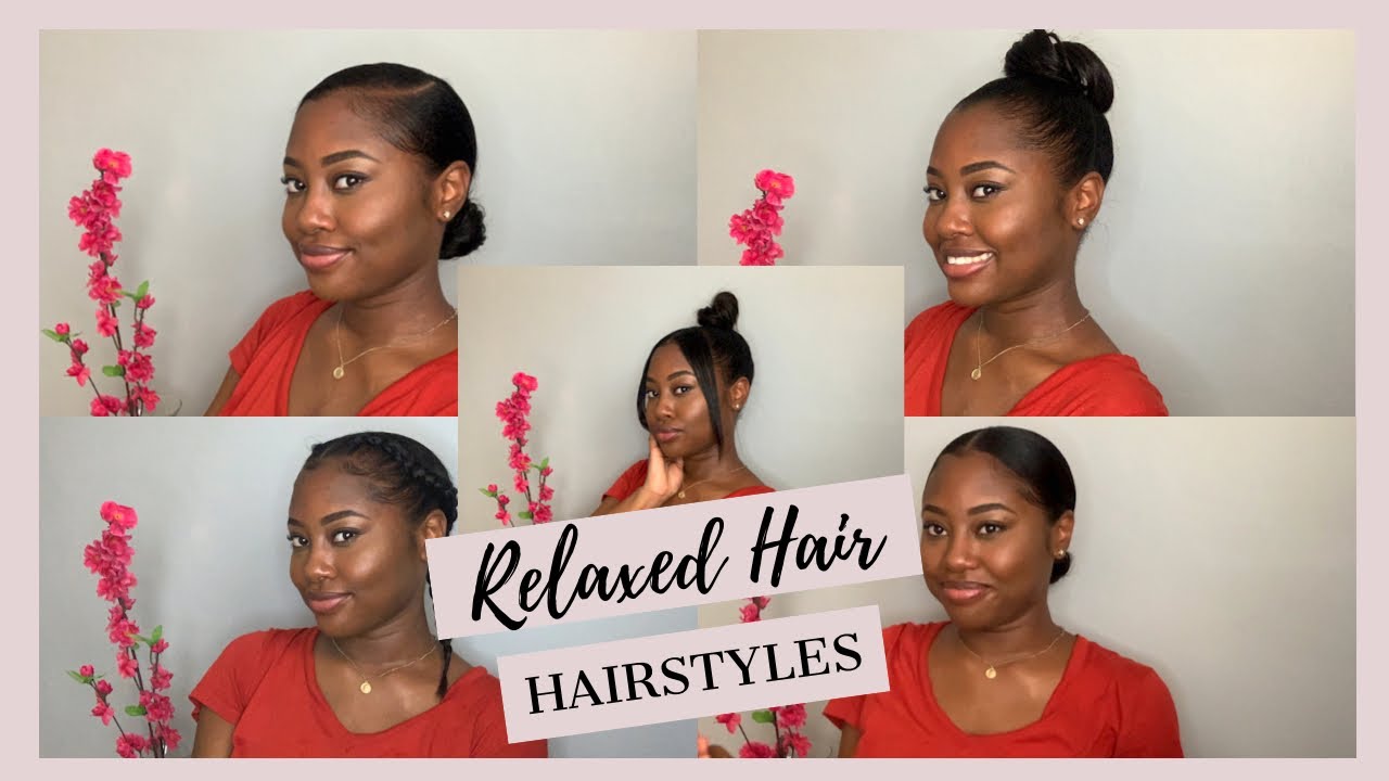 5 EASY Hairstyles for Relaxed Hair - YouTube