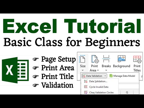 Class-4 MS Excel Tutorial, PC Packages, Excel Print Area, Print Title, Page Layout, Data Validation