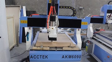 Acctek AKM6090C mini ATC auto tool changer CNC machine   test on wood