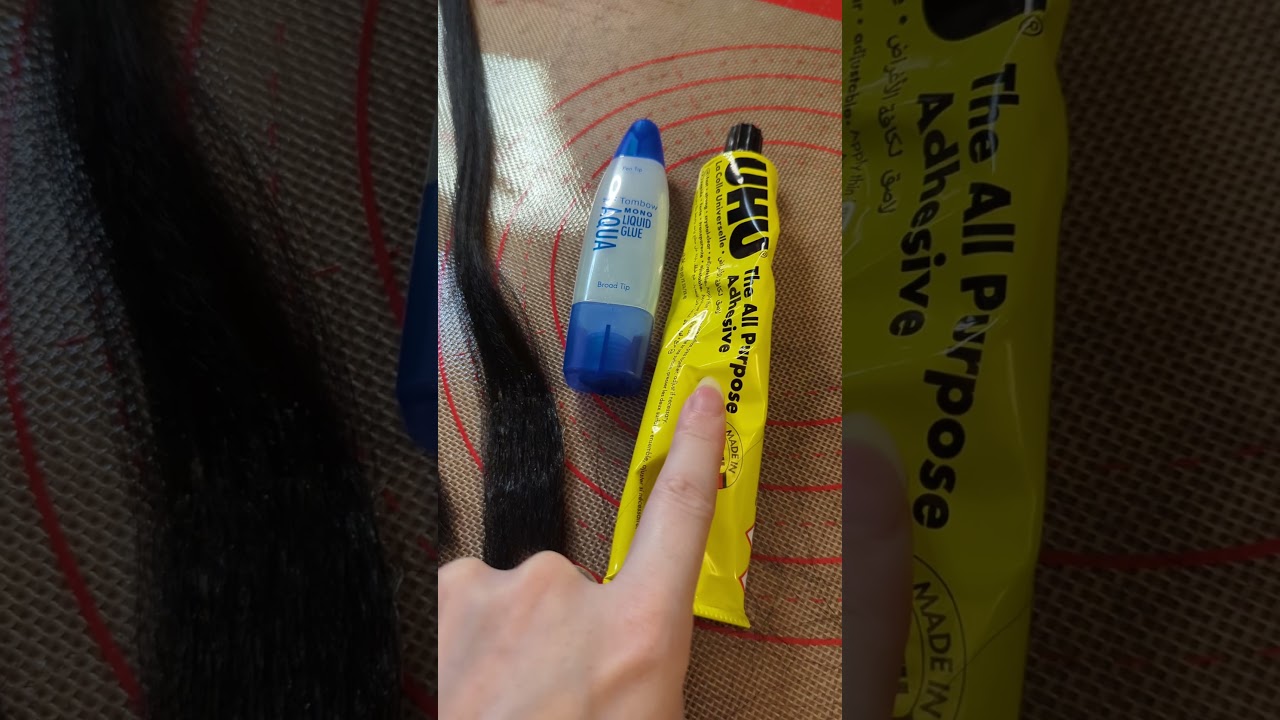 Comparing tombow aqua to uhu glue for making wigs #cosplay #diycosplay #wigs #shorts
