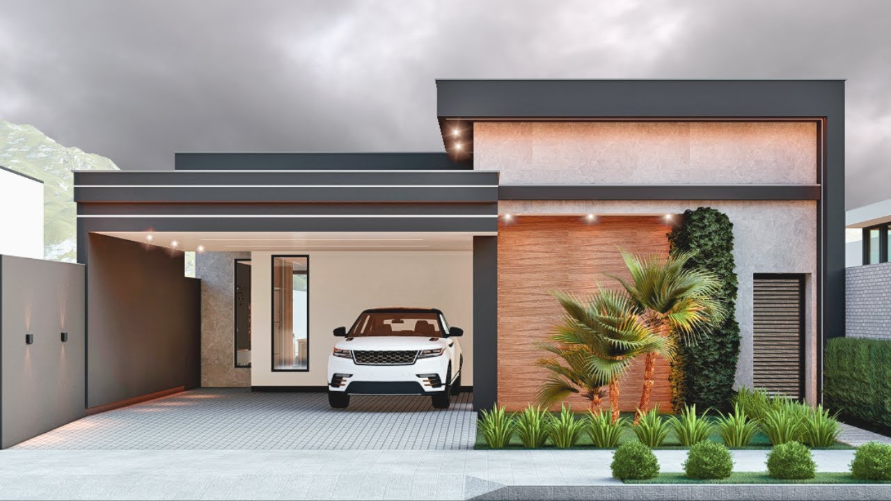 PLANTA 3D CASA COM TRÊS QUARTOS | CASA MODERNA | MODERN HOUSE | PLANTA DE CASA 3 QUARTOS